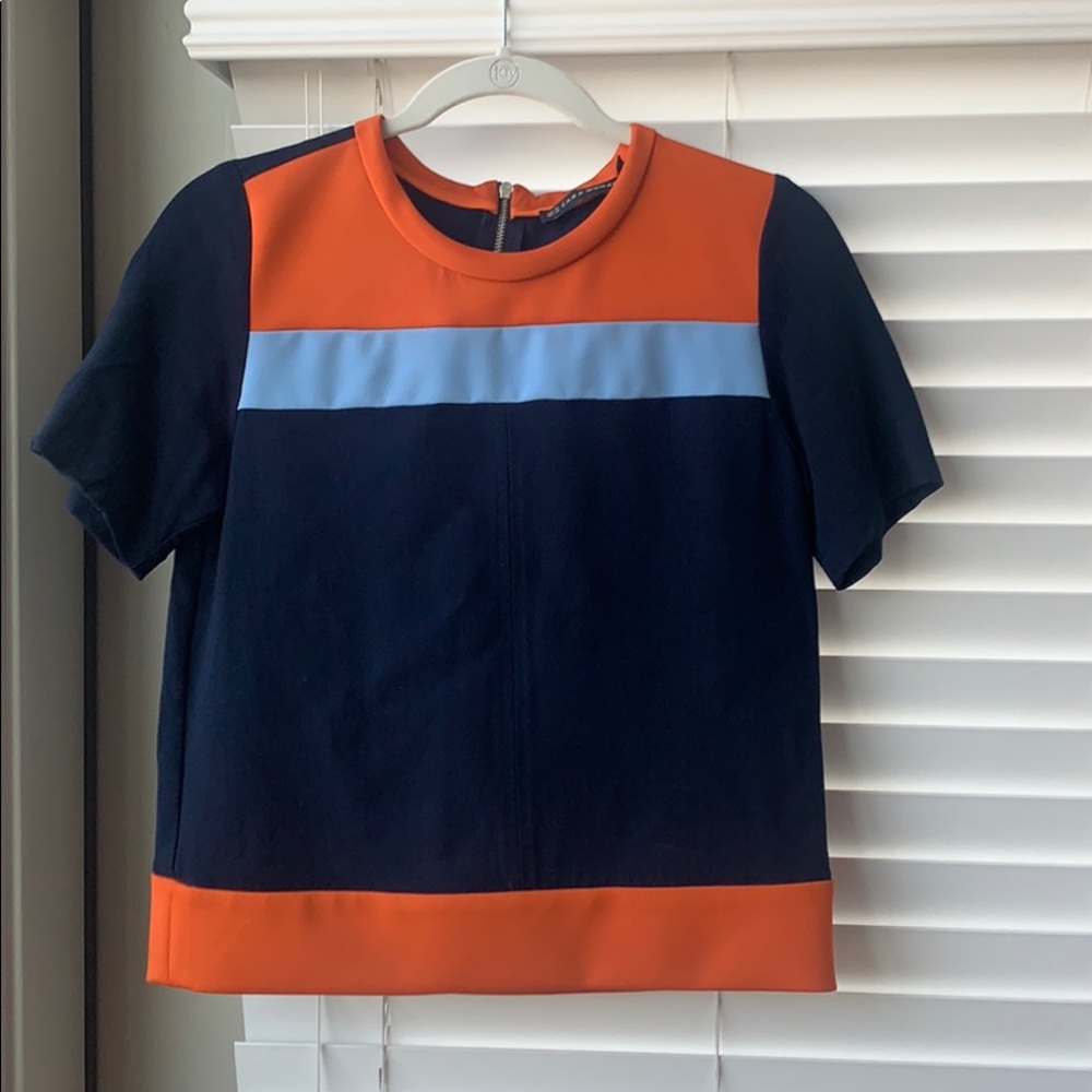 Boxy color block blouse